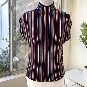 Current Air NWOT Multicolor Striped Knit Mock Neck Top, Size S